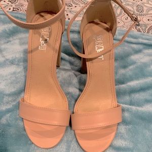 Nude strap heels